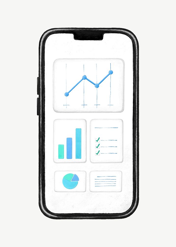 Business analytics on mobile phone, element graphic psd
