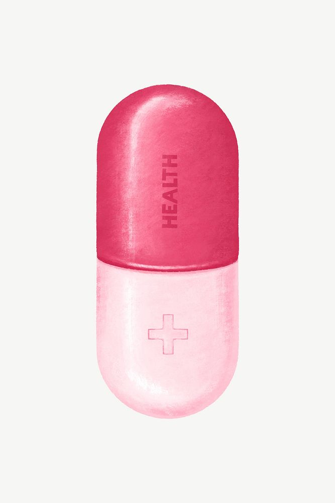 Pink capsule medicine collage element psd