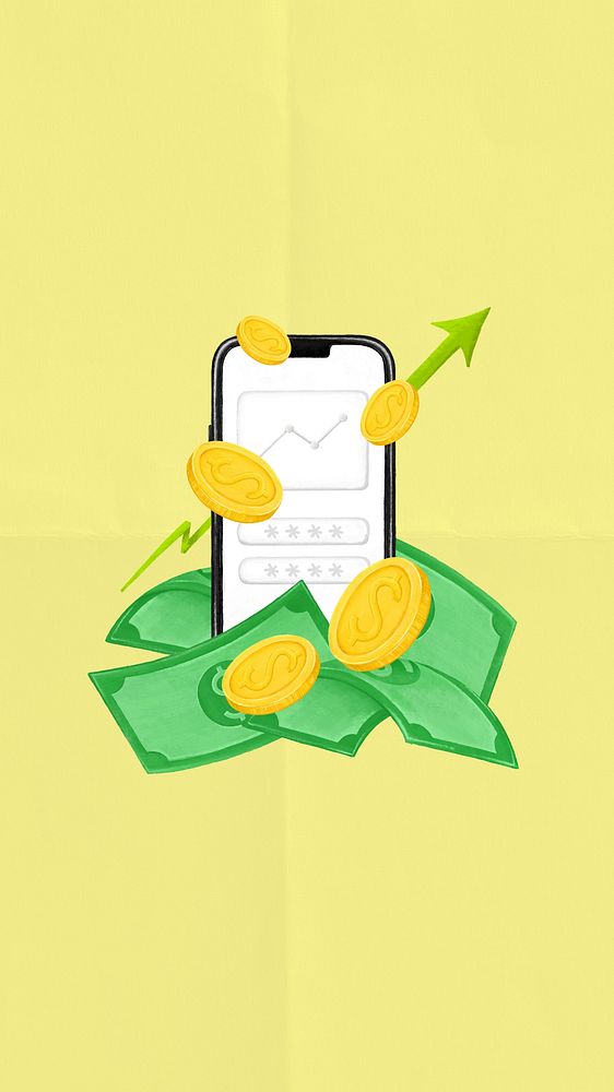 Online business mobile wallpaper, revenue increase, finance remix