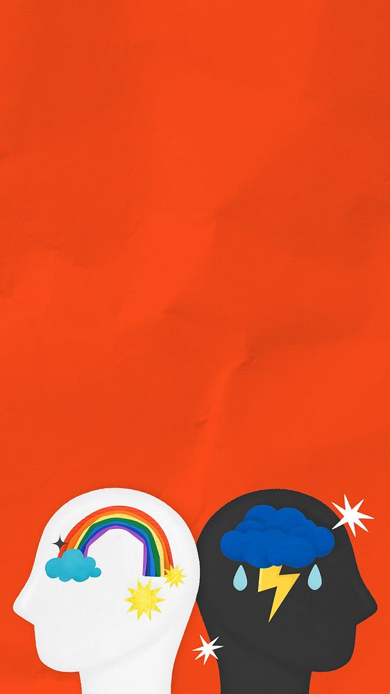 Rainbow cloud head iPhone wallpaper, mental health remix