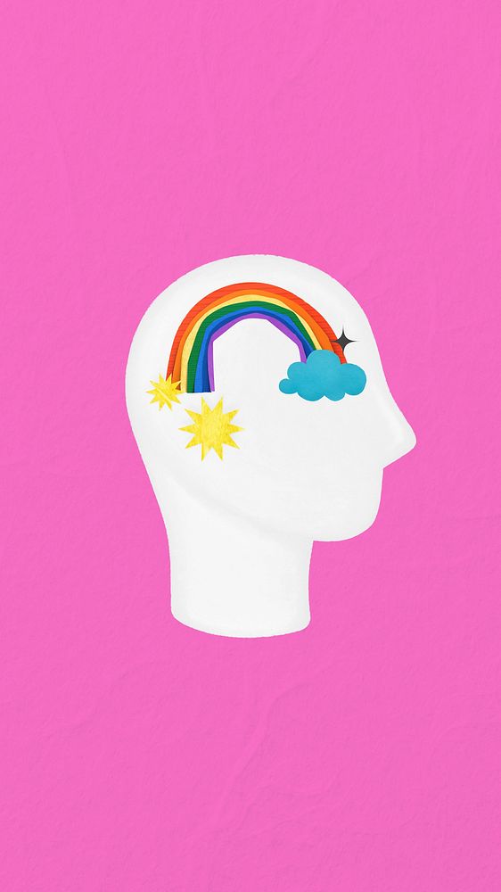 Rainbow head iPhone wallpaper, mental health remix
