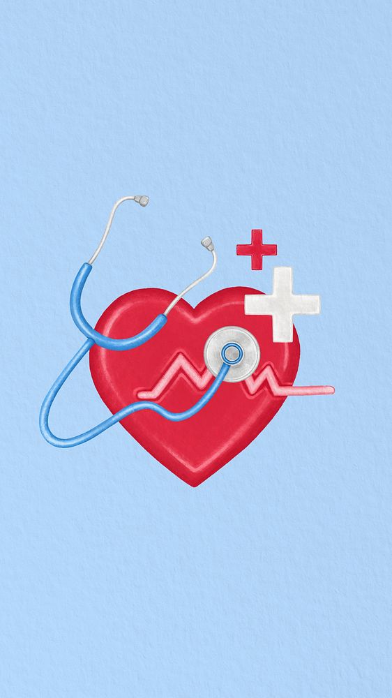 Stethoscope and heartbeat iPhone wallpaper, health remix background