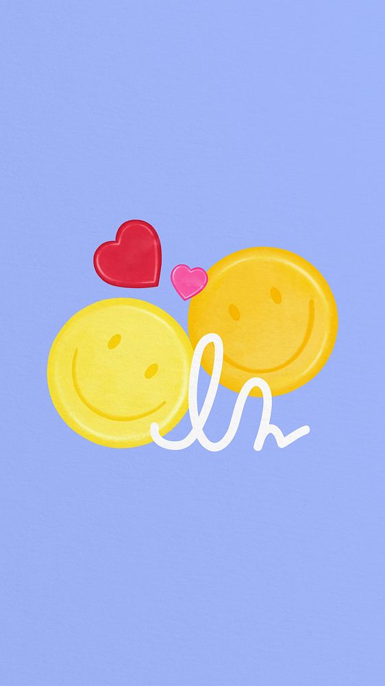 Couple smiling face mobile wallpaper, emoticon remix