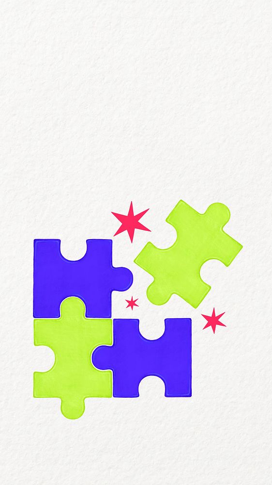 Colorful jigsaw puzzle mobile wallpaper, business strategy illustration