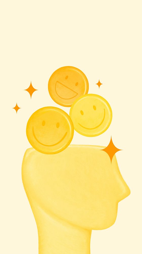 Smiling emoticon head iPhone wallpaper, mental health remix