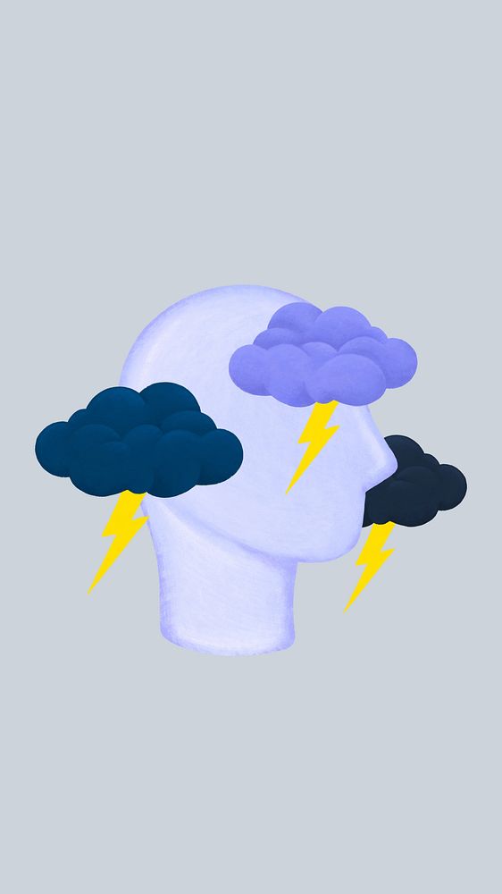 Purple cloud head iPhone wallpaper, mental health remix