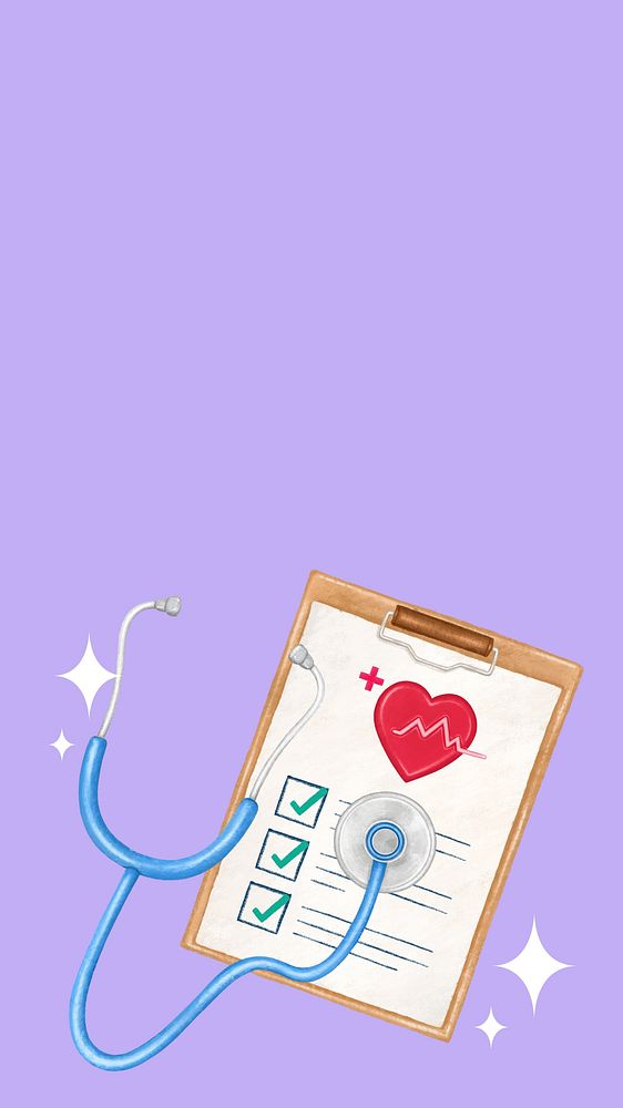 Health check-up list mobile wallpaper, healthcare illustration