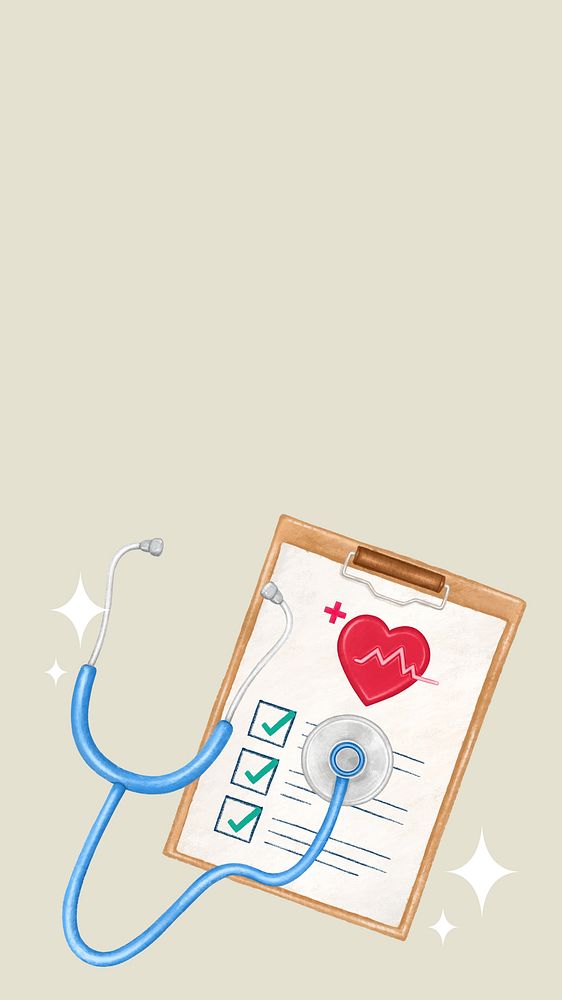 Health check-up list mobile wallpaper, healthcare illustration