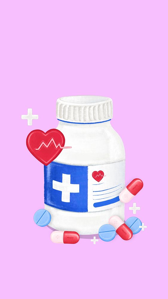 Health supplements phone wallpaper, healthcare illustration