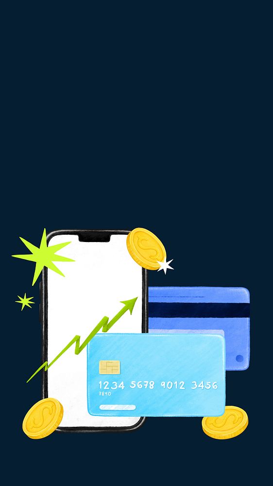 Credit card limit mobile wallpaper, finance illustration