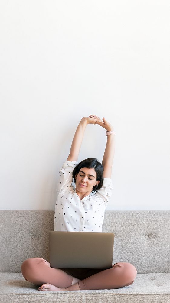 Woman tired of work image with copy space