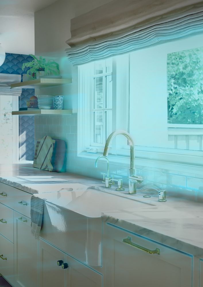 Kitchen with smart technology image with copy space