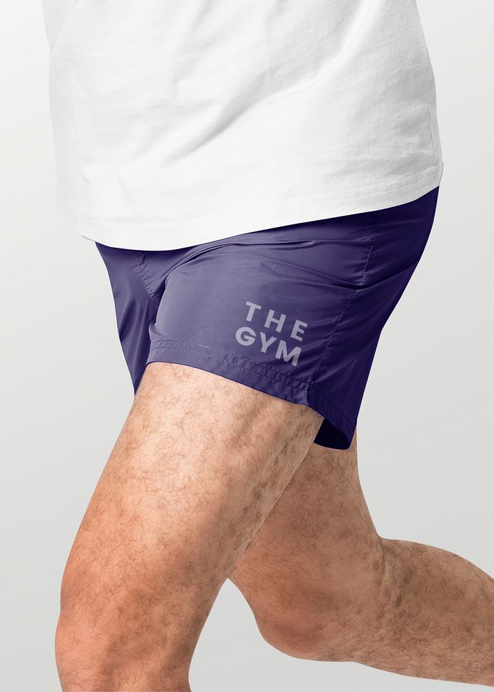 Men&rsquo;s shorts mockup psd with the gym print activewear fashion