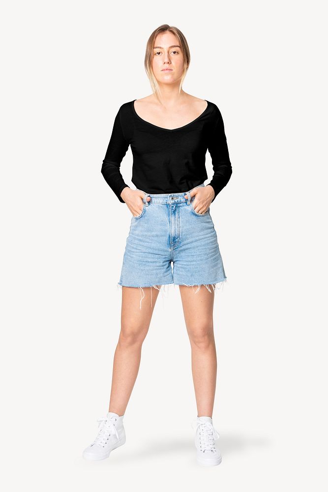Women's top & shorts mockup, editable apparel psd