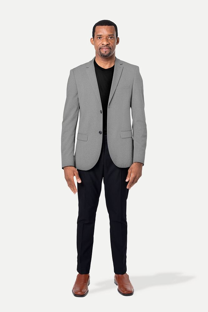 Gray suit mockup, editable fashion psd