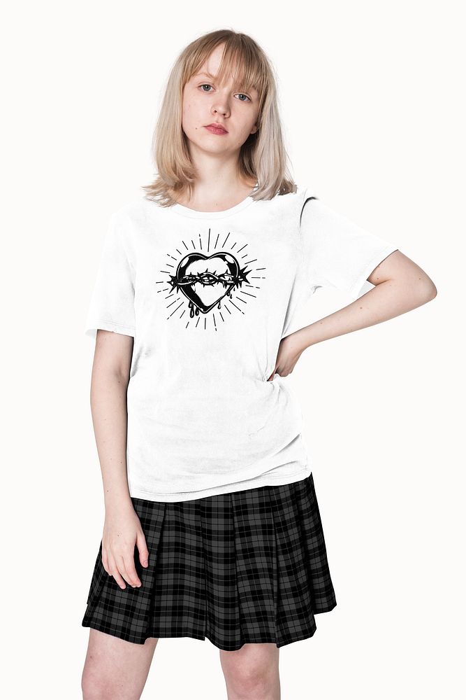 T-shirt & skirt mockup, women's street fashion psd