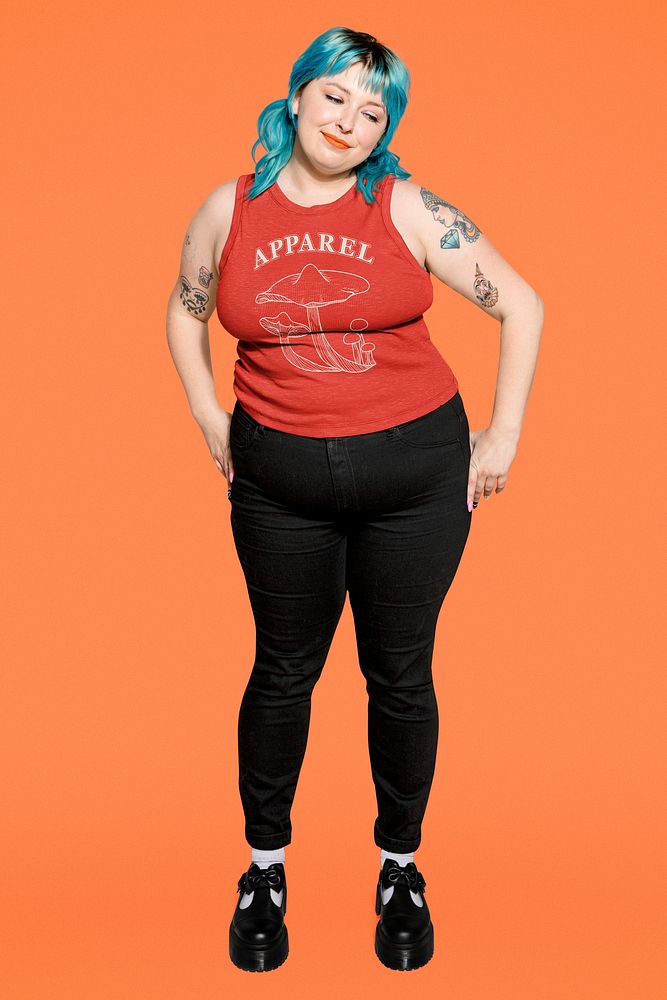 Plus size tank top mockup, women's apparel psd