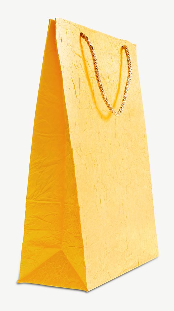 Yellow paper shopping bag isolated object psd