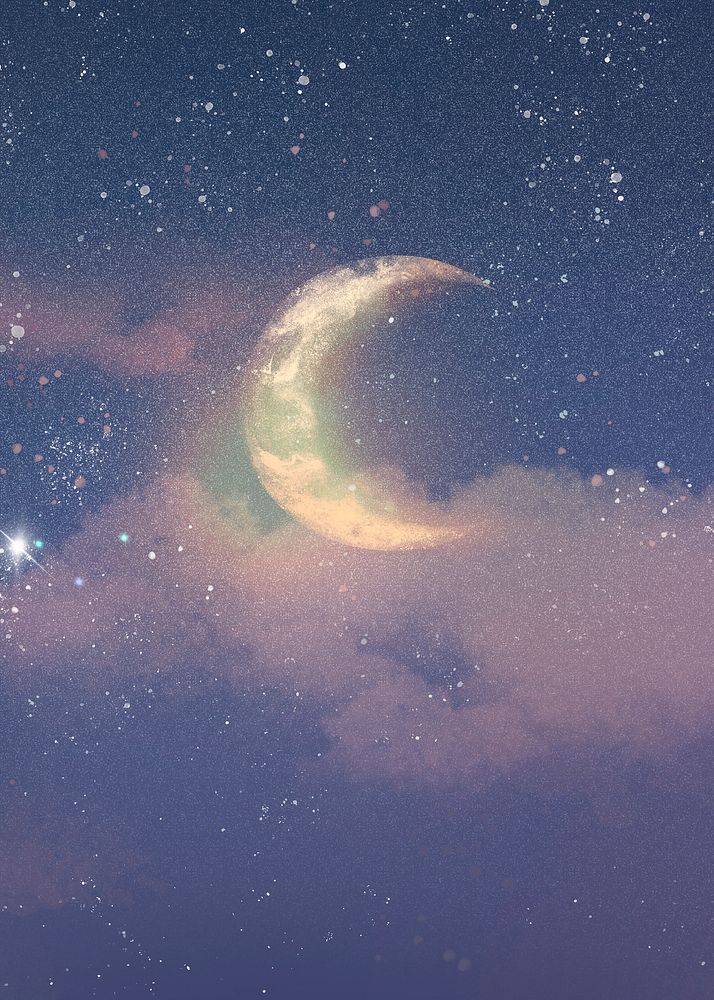 Crescent moon sky background, aesthetic design