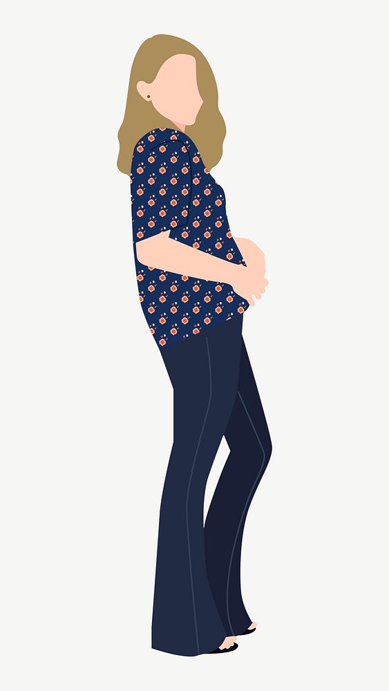 Simple woman illustration, cute collage element psd