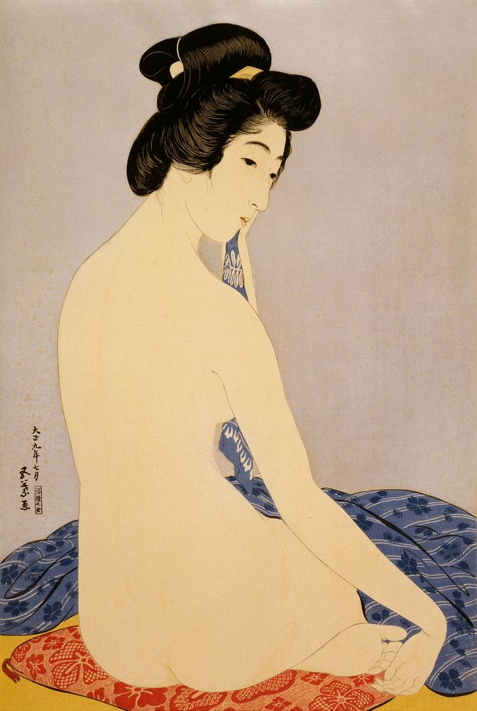 Woman after bath (the model Tomi after bath) (1920) by Goyō Hashiguchi
