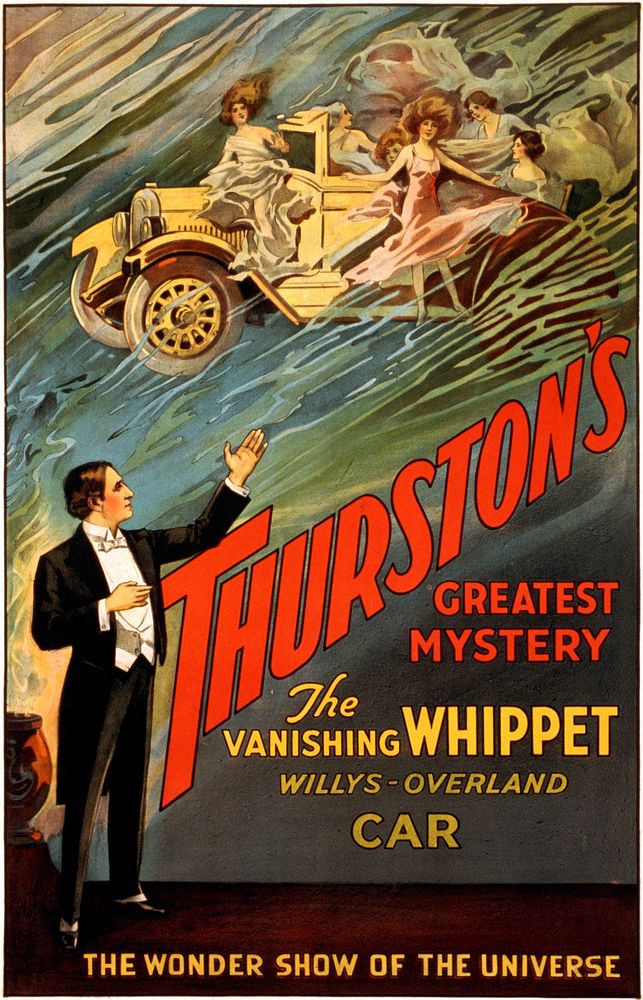 Yet another poster for American magician (Howard) Thurston and his assistants. This time he fancies a whippet. Thurston's…