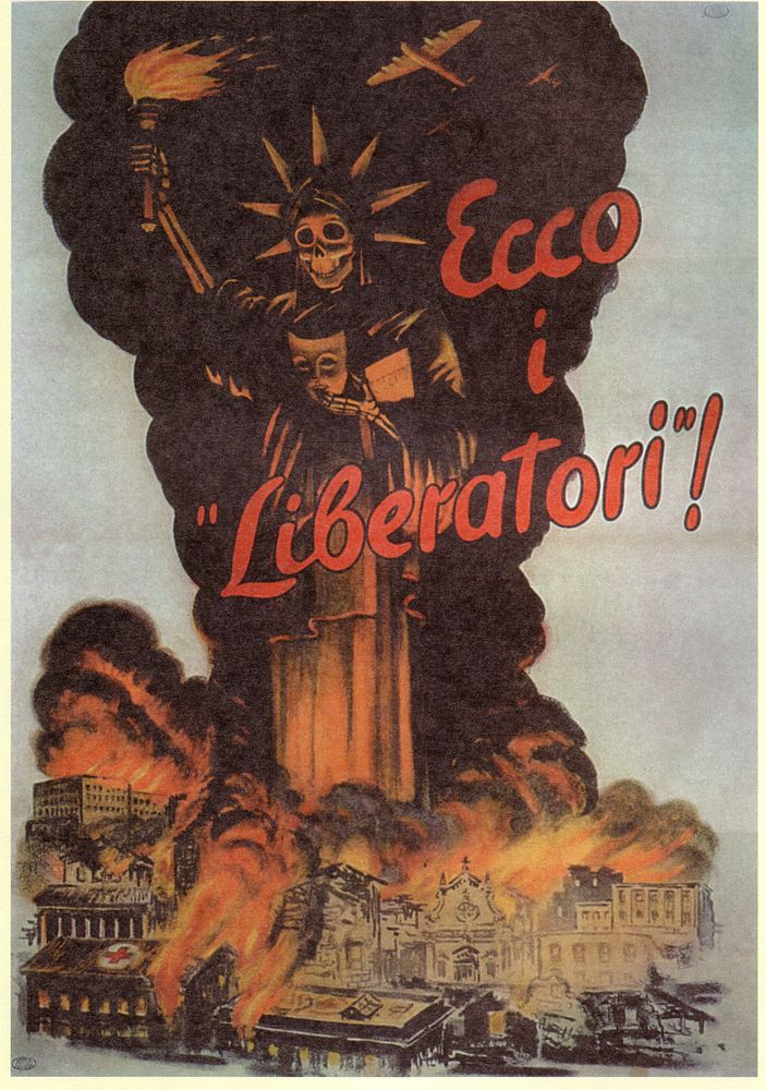 Here are the the liberators-Italian WWII Poster - Statue of Liberty