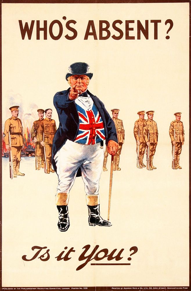 John Bull, World War I recruiting poster, c. 1915