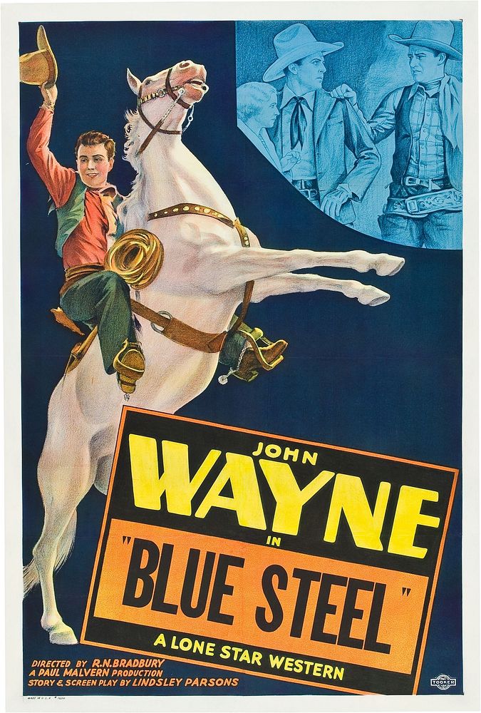 Poster for the 1934 film Blue Steel.The item has no copyright markings on it as can be seen in the links above. At bottom…