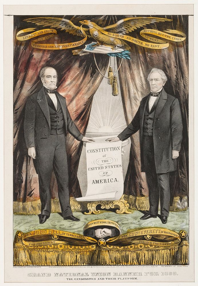 Campaign poster for 1860 U.S. presidential candidate John Bell and his running mate, Edward Everett