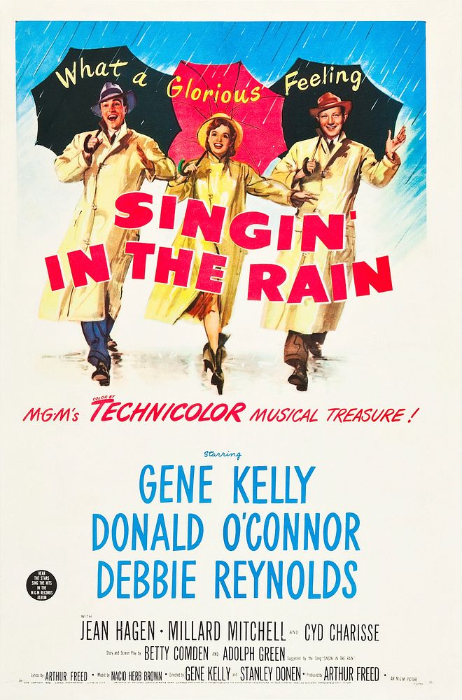 Poster for the American theatrical run of the 1952 musical film Singin' in the Rain.