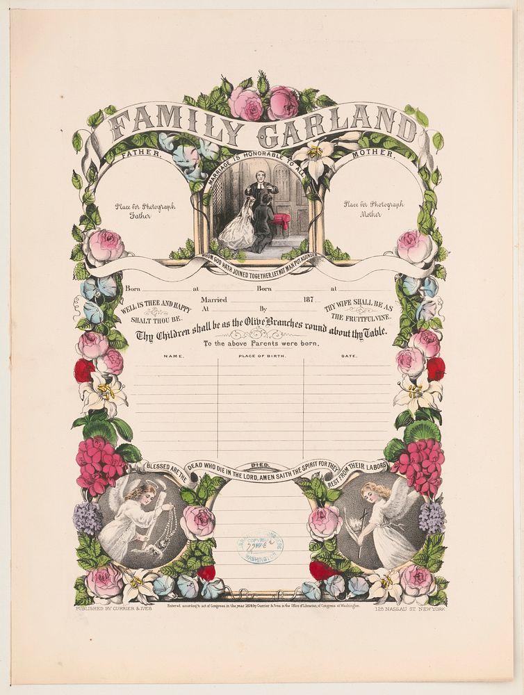 Family garland (1874) by Currier & Ives 