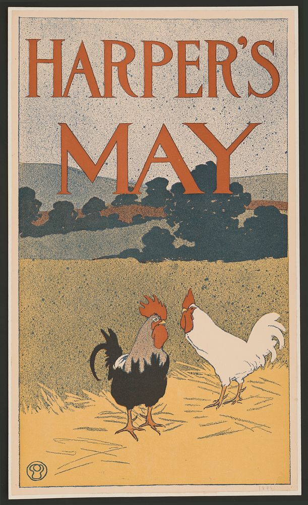 Chickens in the field (1898) print in high resolution by Edward Penfield. 
