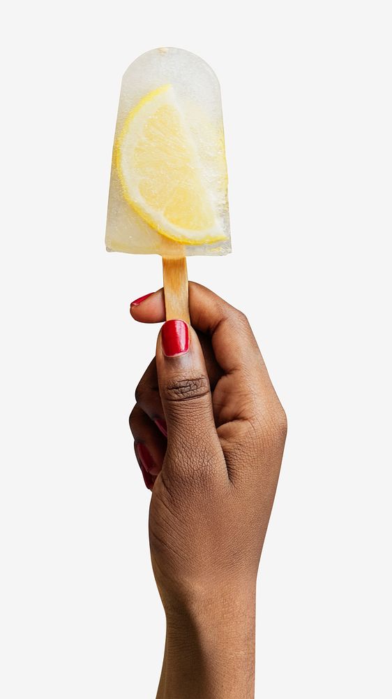Fresh lemon popsicles image on white