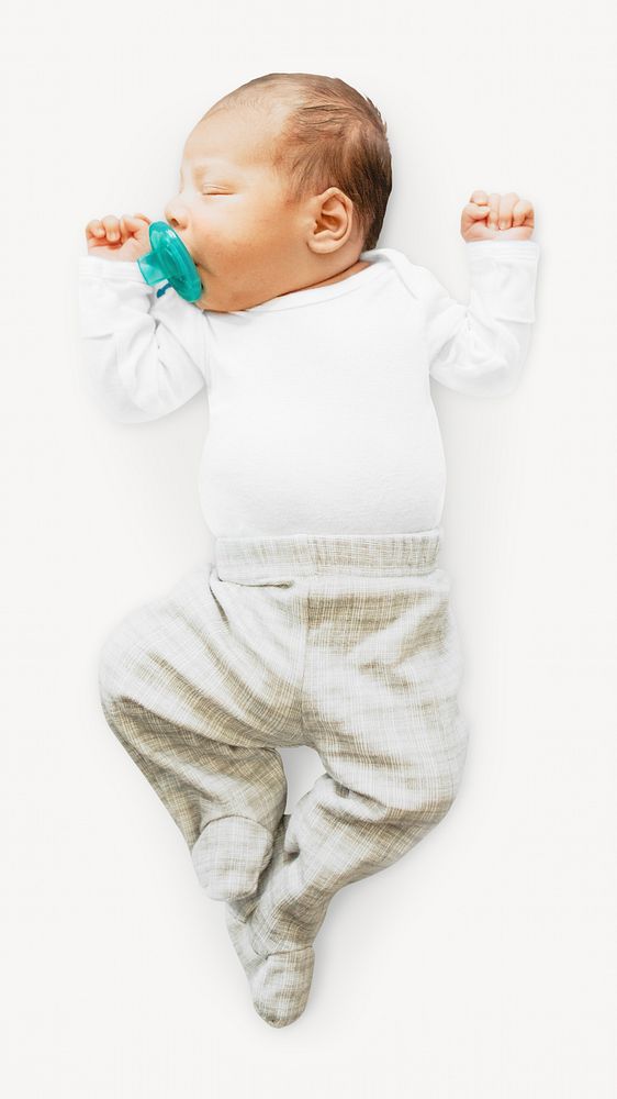 Baby sleeping isolated image on white