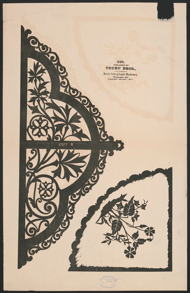 Decorative floral fretwork design (ca.1877) print in high resolution. 