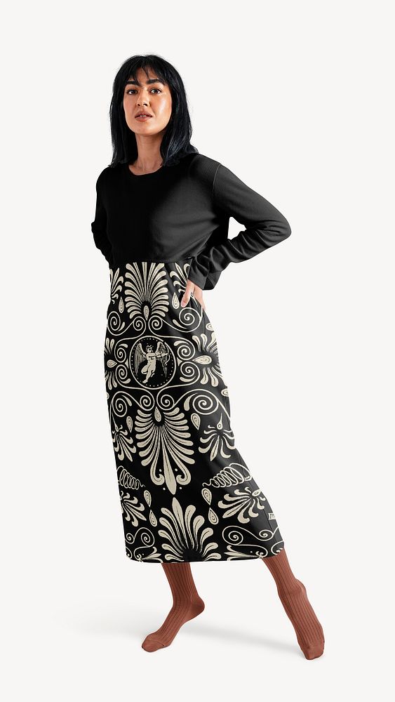 Women's apparel mockup, skirt & long sleeve psd