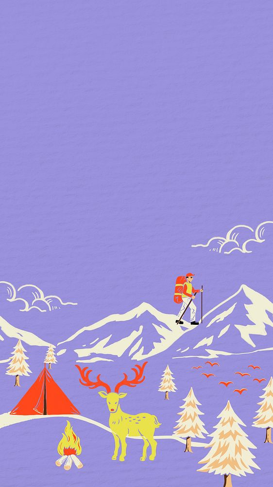 Camping travel iPhone wallpaper, retro | Free Photo Illustration - rawpixel
