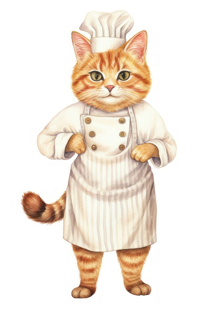Cat cooking mammal chef white background. AI generated Image by rawpixel.