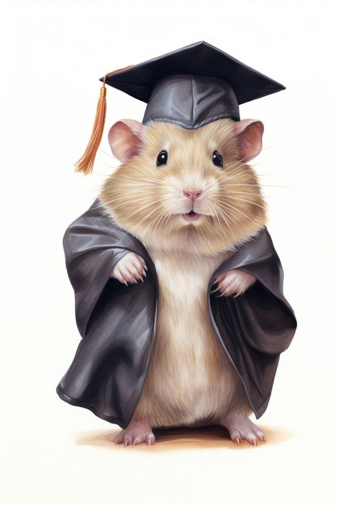Hamster wearing graduation gown rat rodent animal. AI generated Image by rawpixel.