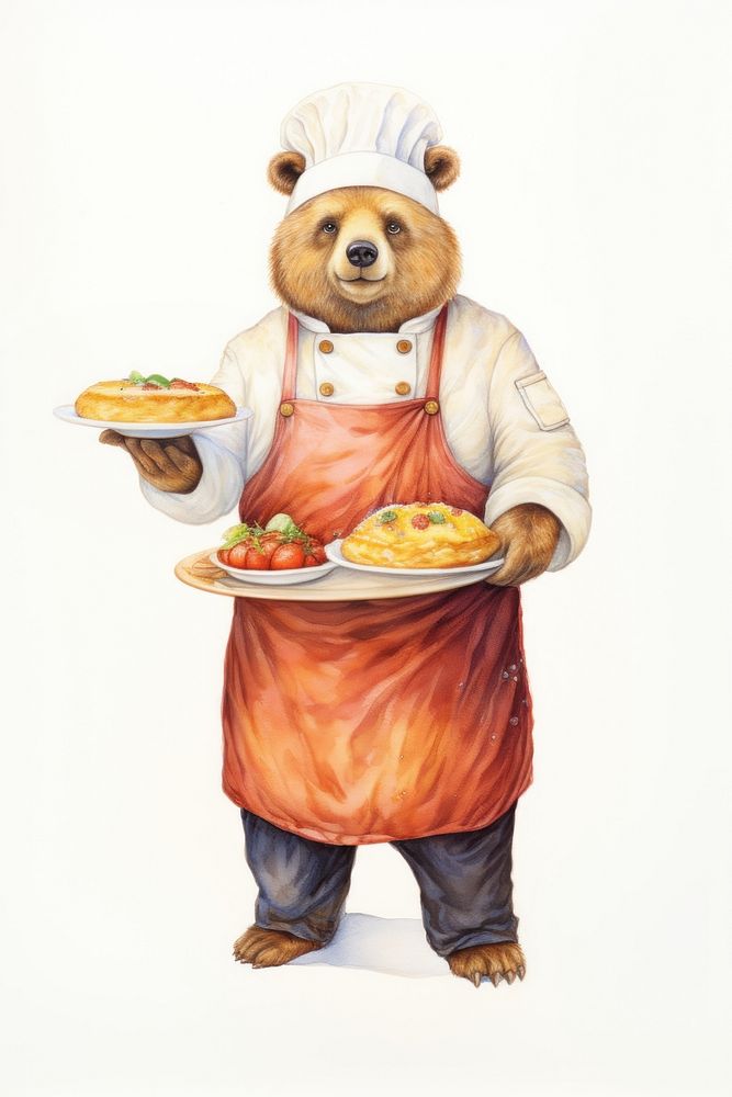 Bear cooking holding drawing chef. AI generated Image by rawpixel.