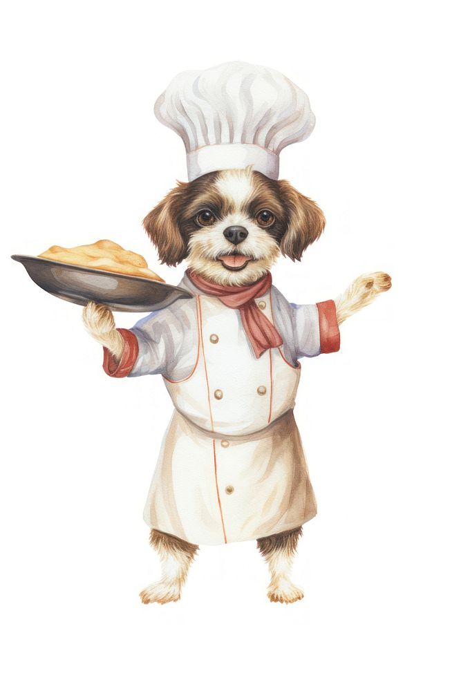 Dog cooking portrait chef white background. AI generated Image by rawpixel.