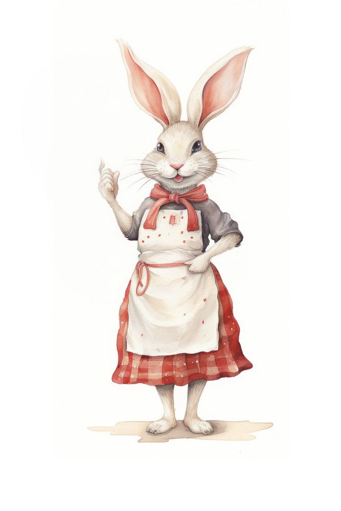 Woman rabbit cooking figurine drawing rodent. AI generated Image by rawpixel.