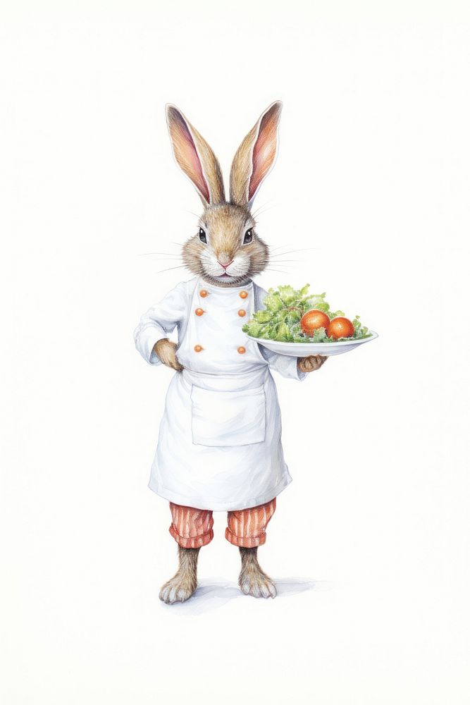 Woman rabbit cooking drawing rodent mammal. AI generated Image by rawpixel.