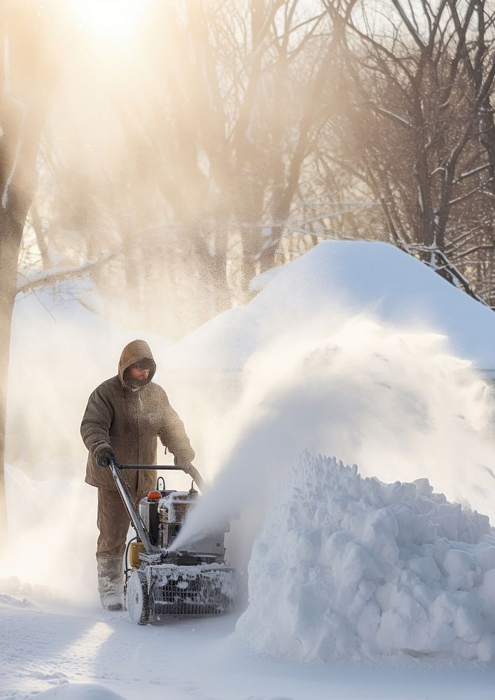 a photo of a Snowblower at work on a winter day.  