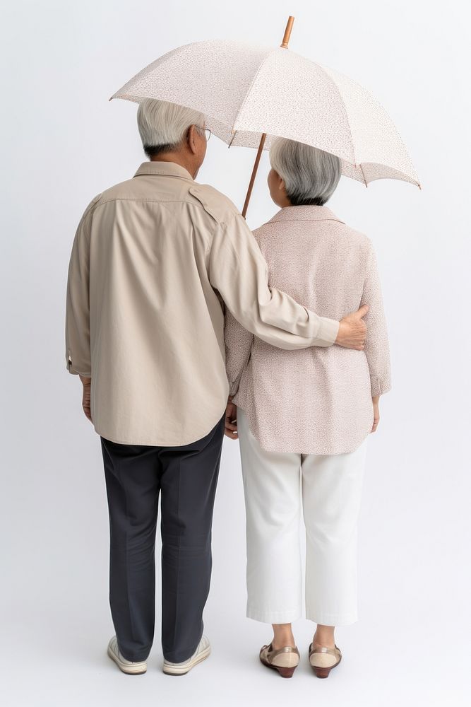Umbrella coat white background togetherness. AI generated Image by rawpixel.