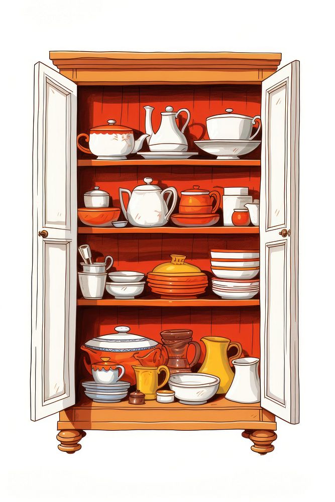 Cupboard furniture porcelain shelf. AI generated Image by rawpixel.