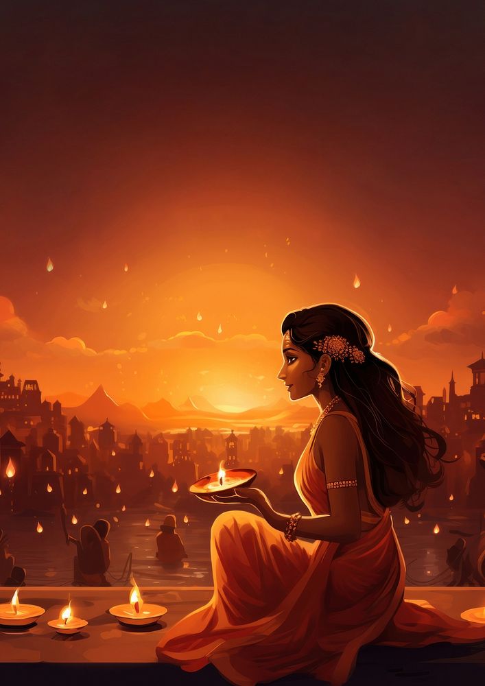 Diwali adult contemplation spirituality. AI generated Image by rawpixel. 