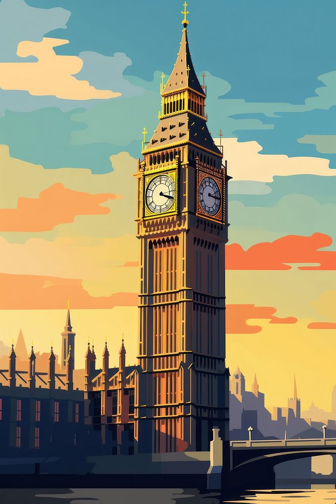Big Ben architecture building tower. AI generated Image by rawpixel.