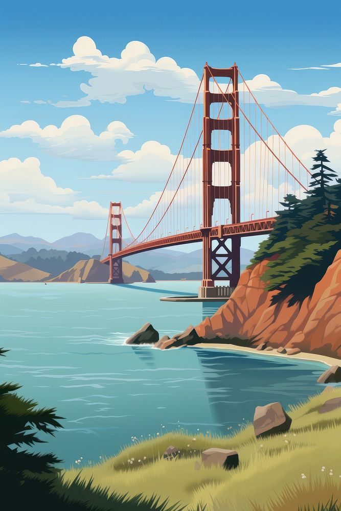 Golden Gate Bridge bridge golden gate bridge architecture. AI generated Image by rawpixel.